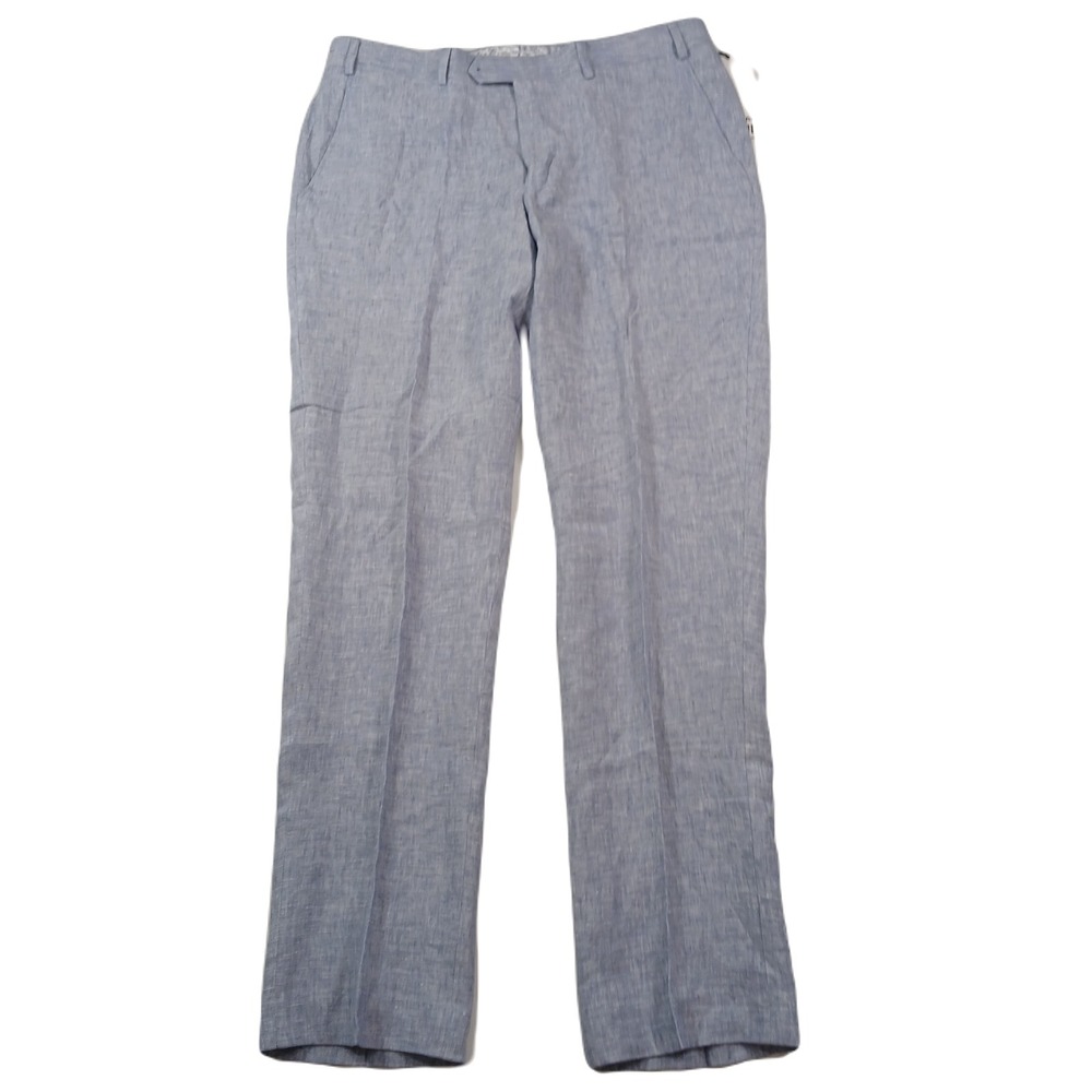 Bar III Slim-Fit Linen Dress Pants‎ Mens 32x30 Light Blue NEW